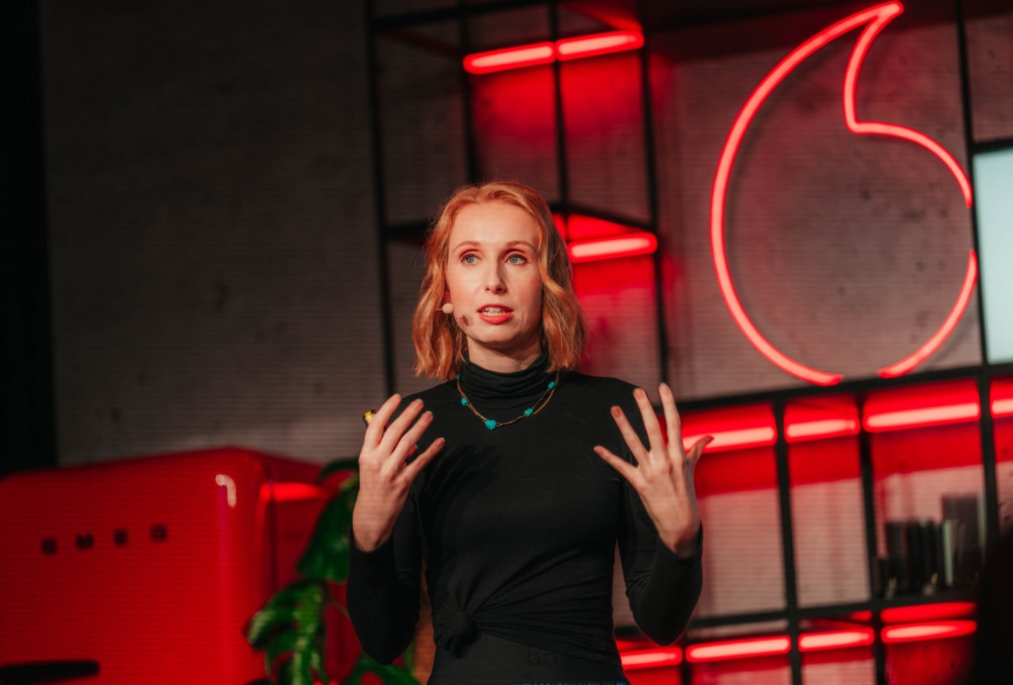 Vanessa Cann speaking at event